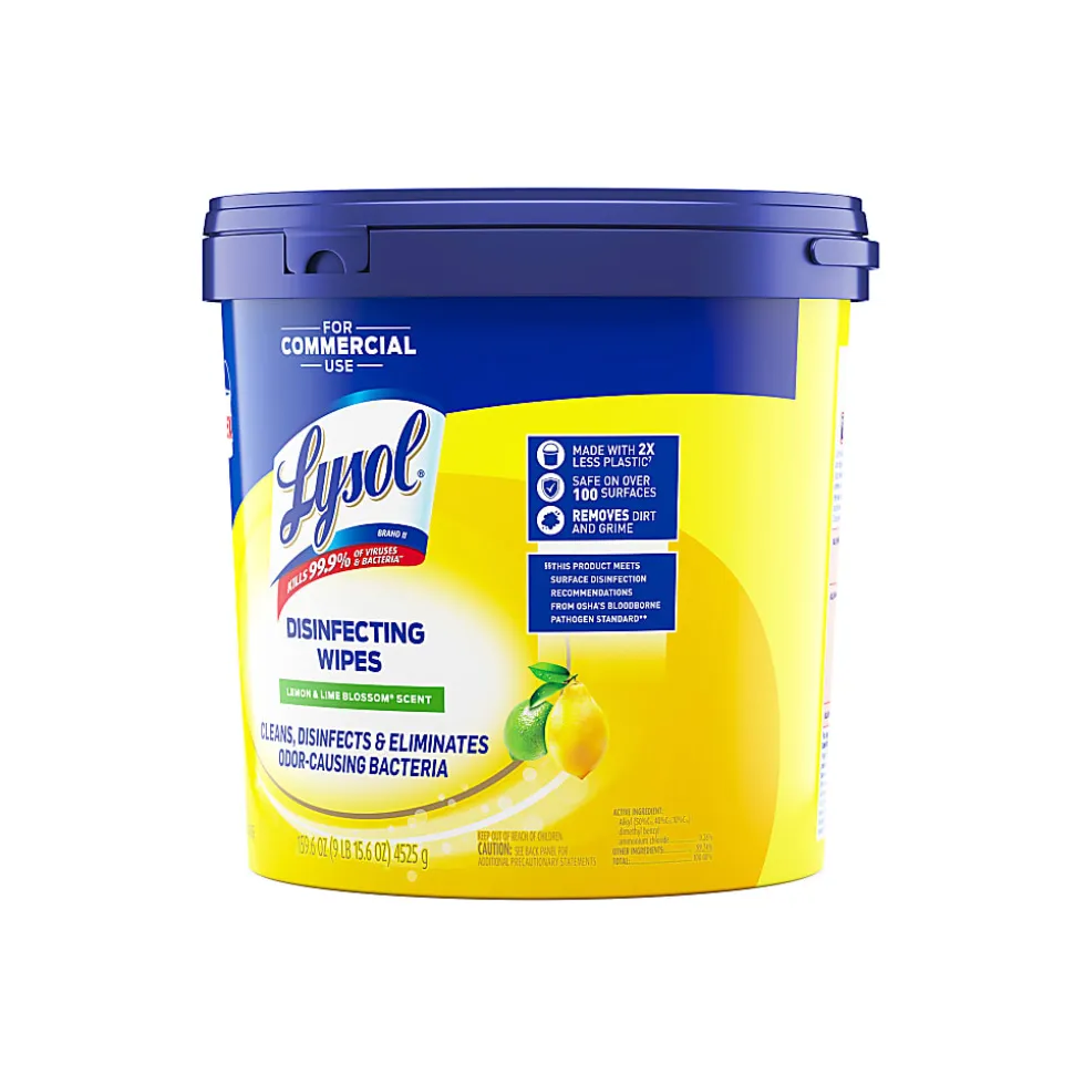 Lysol® Professional Disinfecting Wipe Buckets, 8” x 6”, White, 800 Sheets Per Bucket, Set Of 2 Buckets