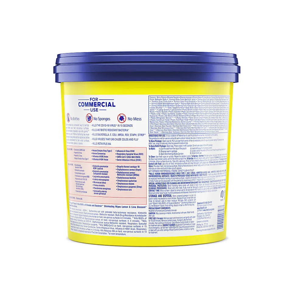 Lysol® Professional Disinfecting Wipe Buckets, 8” x 6”, White, 800 Sheets Per Bucket, Set Of 2 Buckets