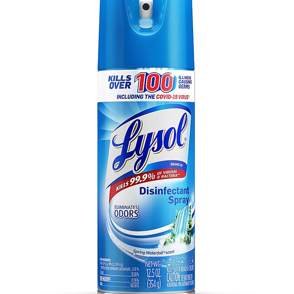 Lysol Spring Waterfall Disinfectant Spray - Ready-To-Use Spray - 12.5 fl oz (0.4 quart) - Spring Waterfall Scent - 1 Each - Clear