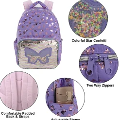 Madison & Dakota Butterfly Quilted Backpack With Lunch Box, Purple