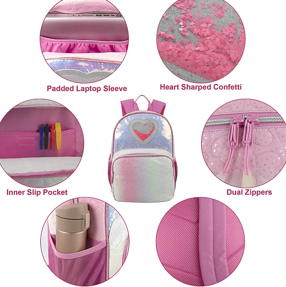 Madison & Dakota Quilted Heart Backpack, Pink