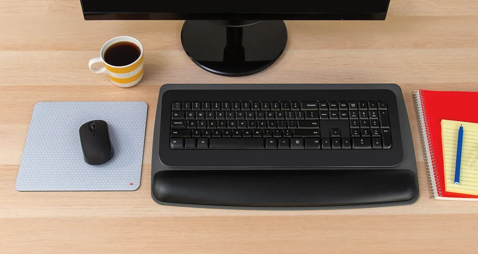 3M™ Adjustable Keyboard Platform With Gel Wrist Rest, Black/Metallic Gray