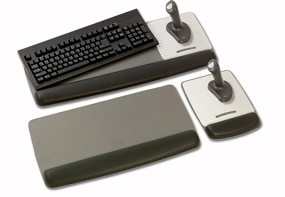 3M™ Adjustable Keyboard Platform With Gel Wrist Rest, Black/Metallic Gray