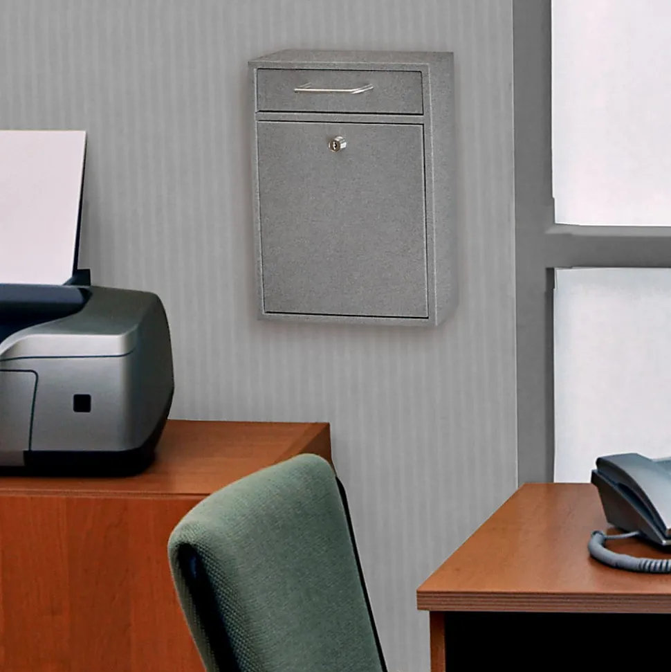 Mail Boss Locking Security Drop Box, 16 1/4"H x 11 1/4"W x 4 3/4"D, Granite