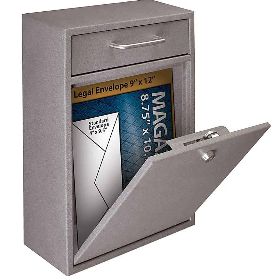 Mail Boss Locking Security Drop Box, 16 1/4"H x 11 1/4"W x 4 3/4"D, Granite