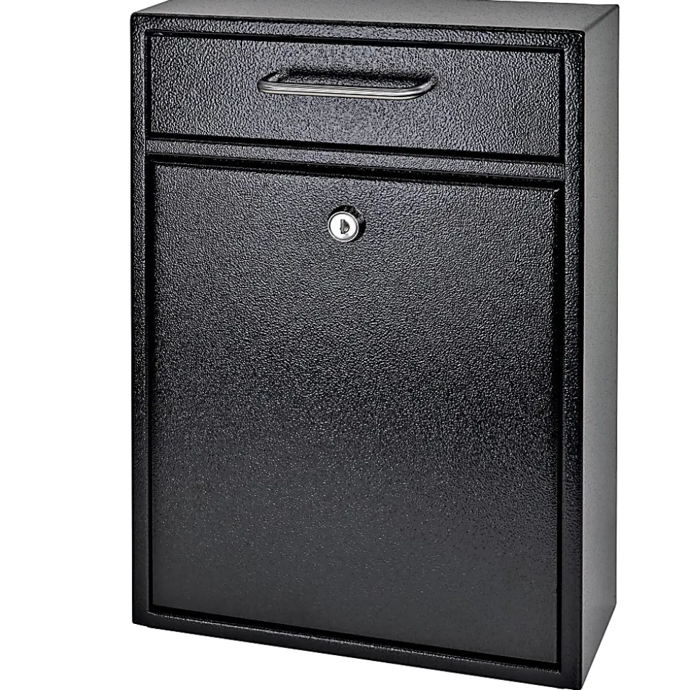 Mail Boss Locking Security Drop Box, 16 1/4"H x 11 1/4"W x 4 3/4"D, Black