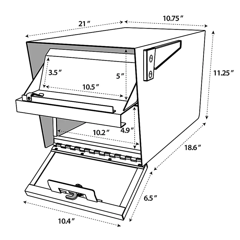 Mail Boss Mail Manager Locking Mailbox, 11 1/4"H x 10 3/4"W x 21"D, Black