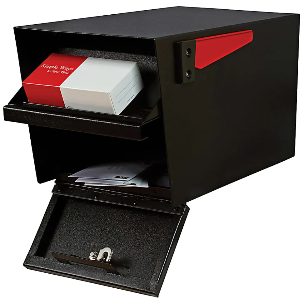Mail Boss Mail Manager PRO Security Mailbox, 11-1/4"H x 10-3/4"W, 21"D, Black