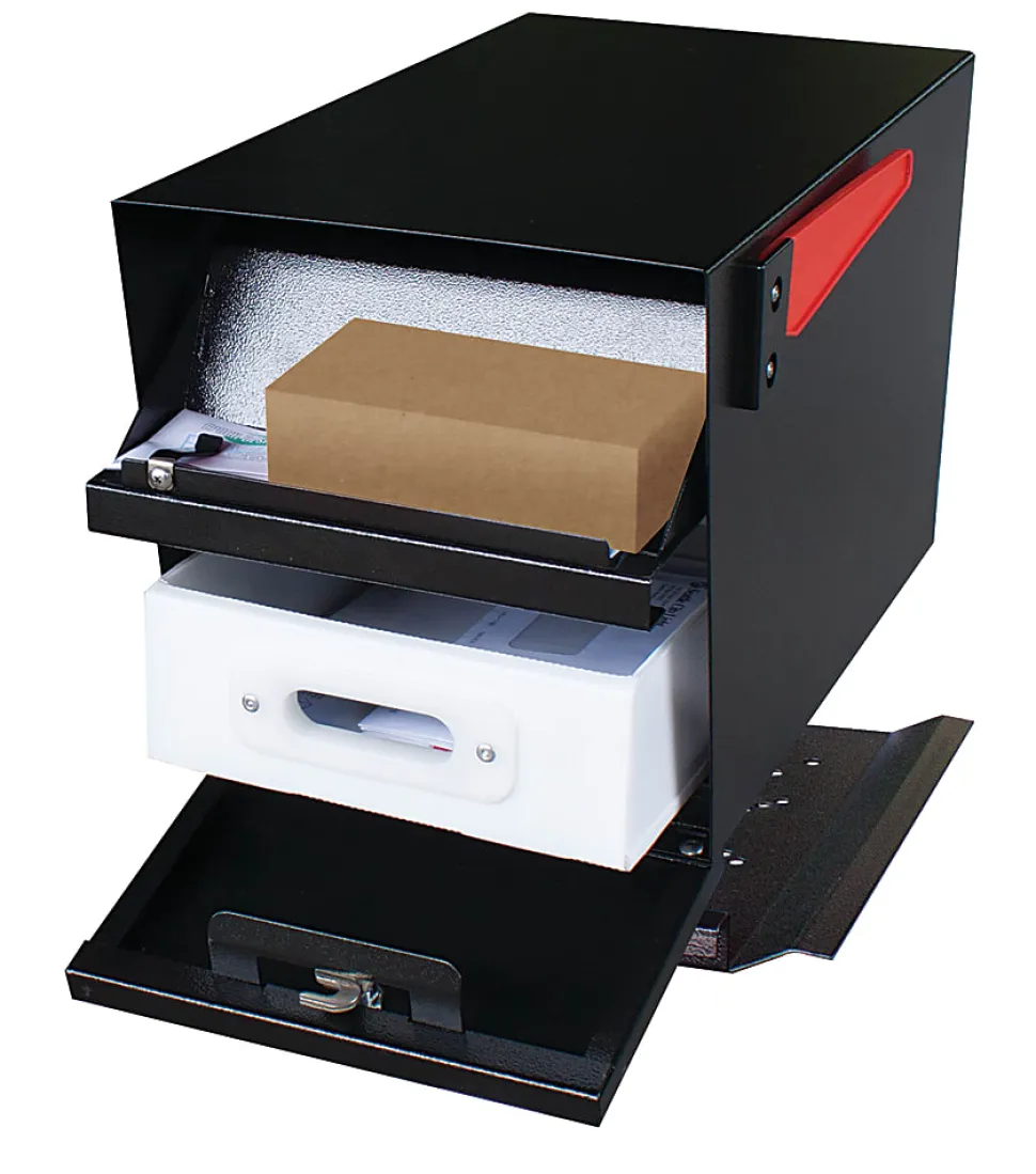 Mail Boss Mail Manager PRO Security Mailbox, 11-1/4"H x 10-3/4"W, 21"D, Black