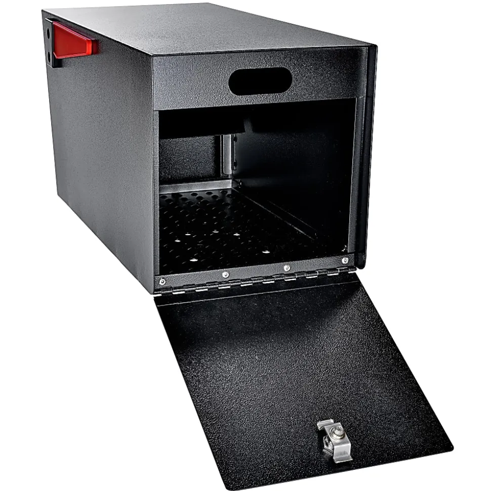 Mail Boss Mail Manager Rear-Locking Street Safe, 11-1/4"H x 10-3/4"W x 21"D, Black