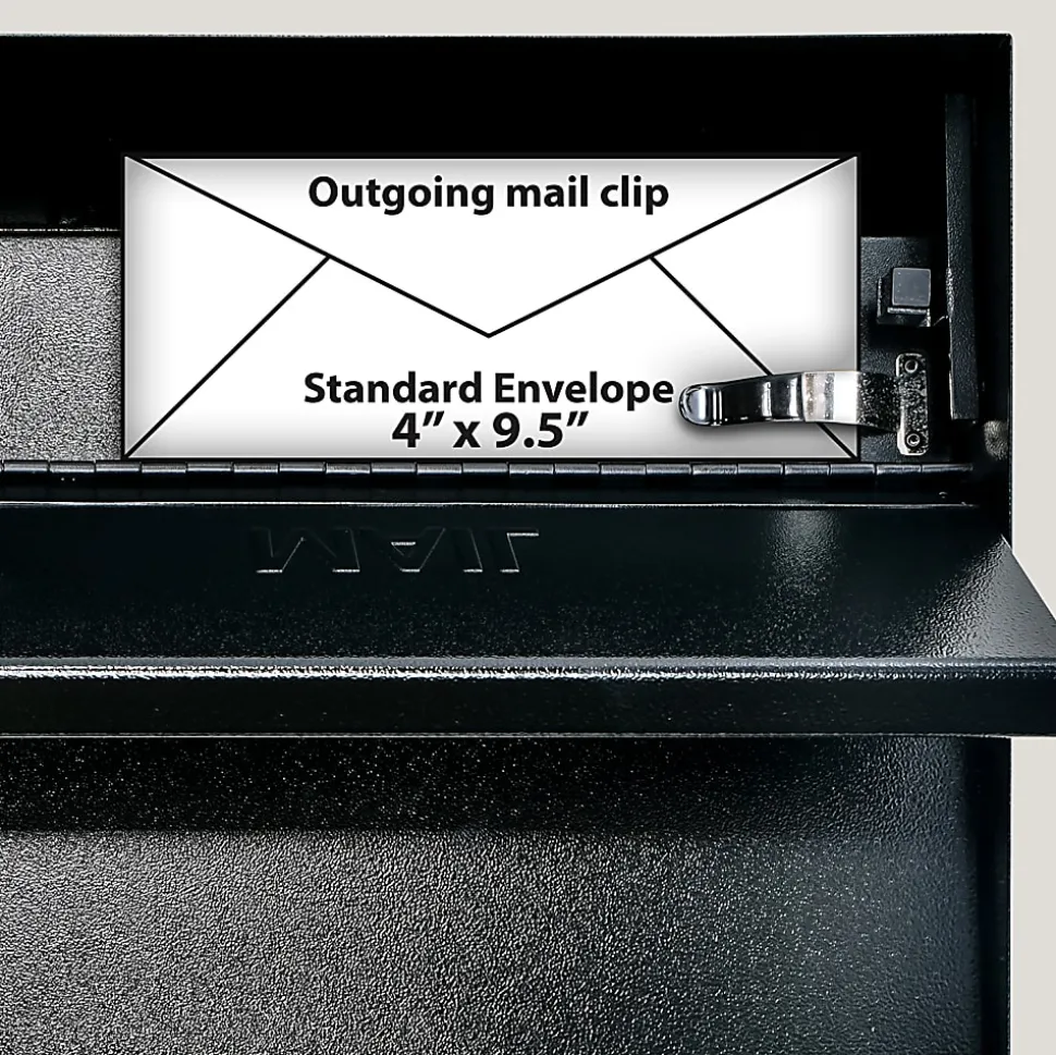 Mail Boss™ Metro Mail Wall Mount Locking Mailbox, 14 3/4"H x 15 2/5"W x 7 1/8"D, Black
