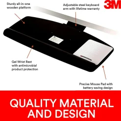 3M™ AKT90LE Adjustable Keyboard Tray, Black/Charcoal