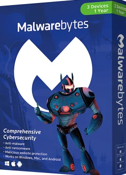 Malwarebytes Premium, 1-Year Subscription, For 3 PC/Mac® Devices, Disc