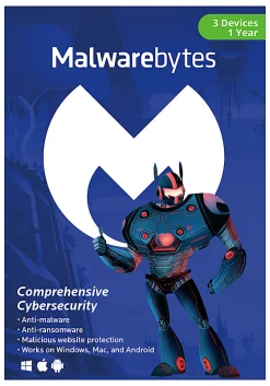 Malwarebytes Premium, 1-Year Subscription, For 3 PC/Mac® Devices, Disc