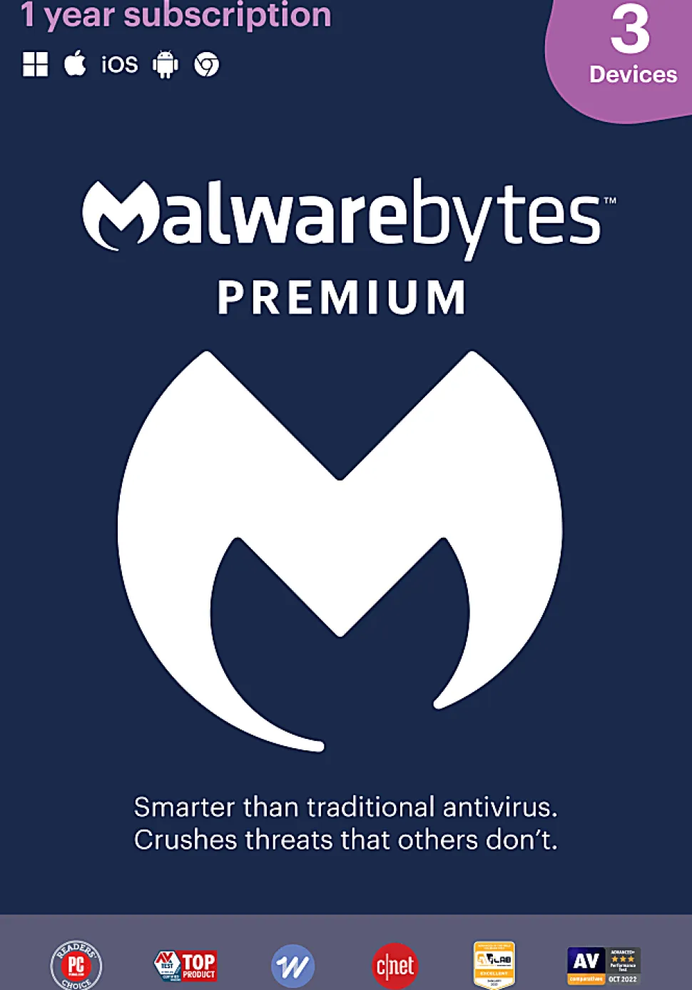Malwarebytes Standard, Premium Security 3-Device, 1 Year