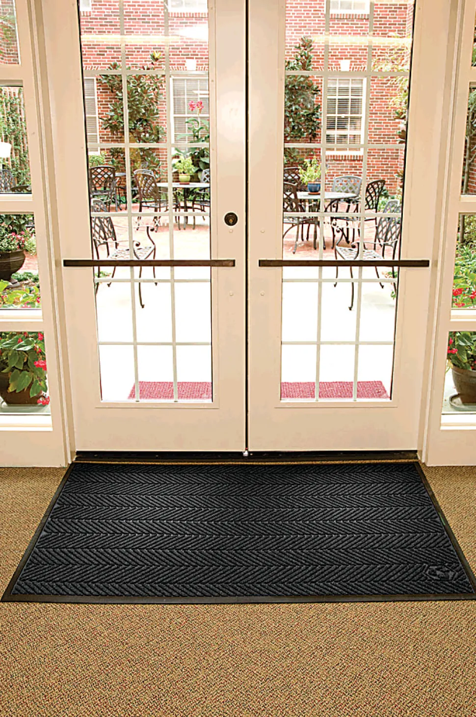 M+A Matting WaterHog Floor Mat, Max Herringbone, 4' x 6', Black Smoke