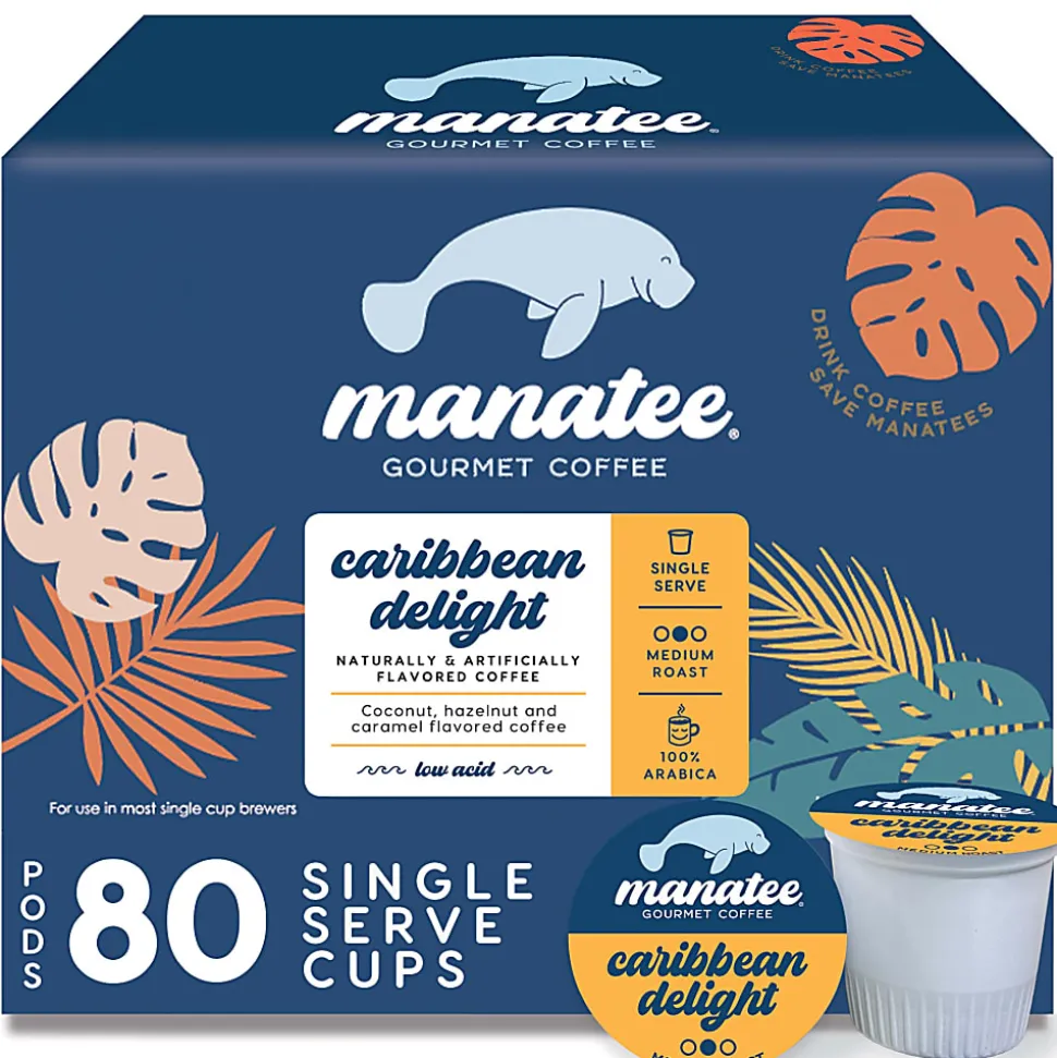Manatee Gourmet Coffee Single-Serve Coffee K-Cup®, Caribbean Delight Blend, Carton of 80