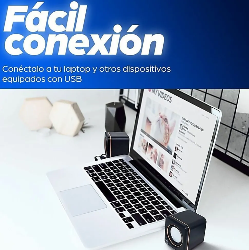 Manhattan 2600 Series Speaker System, Small Size, Big Sound, Two Speakers, Stereo, USB power, Output: 2x 3W, 3.5mm plug - 161435