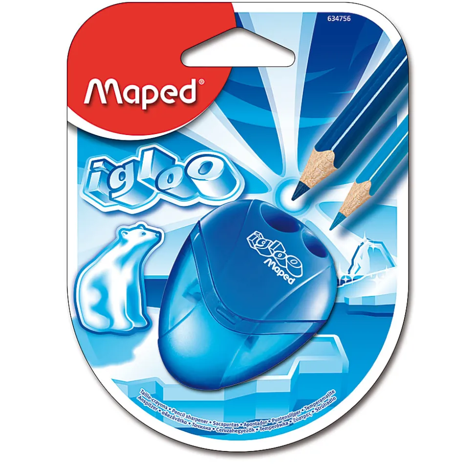 Maped USA I-Gloo 2-Hole Pencil Sharpeners, Assorted Colors, Pack Of 12