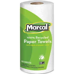 Marcal® Small Steps™ 1-Ply Paper Towels, 100% Recycled, 60 Sheets Per Roll, Pack Of 15 Rolls