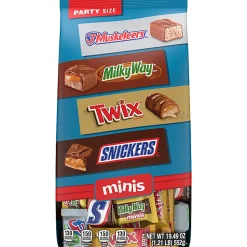 Mars Snickers, Twix, Milky Way & 3 Musketeers Minis Milk Chocolate Bars Variety Pack, 19.49 Oz Bulk Bag