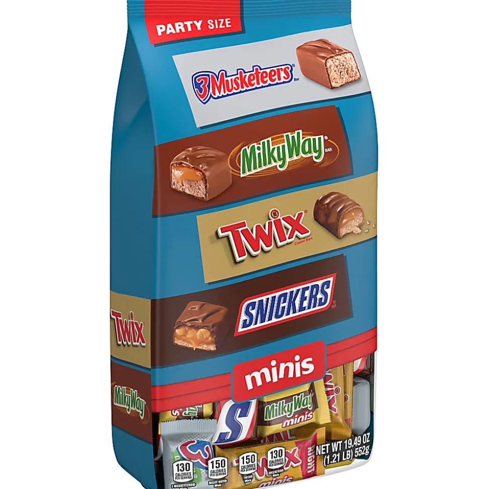 Mars Snickers, Twix, Milky Way & 3 Musketeers Minis Milk Chocolate Bars Variety Pack, 19.49 Oz Bulk Bag