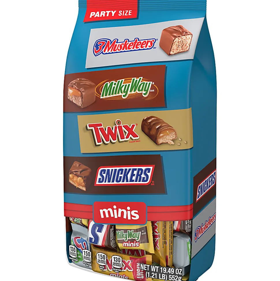 Mars Snickers, Twix, Milky Way & 3 Musketeers Minis Milk Chocolate Bars Variety Pack, 19.49 Oz Bulk Bag
