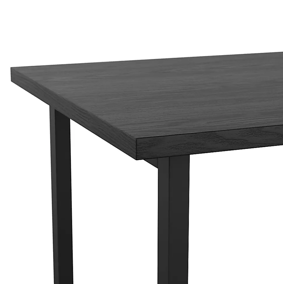 Martha Stewart Beckett 47.5"W Home Office Trestle Computer Desk With Shelves, Black Wood Grain