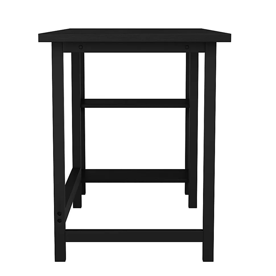Martha Stewart Beckett 47.5"W Home Office Trestle Computer Desk With Shelves, Black Wood Grain
