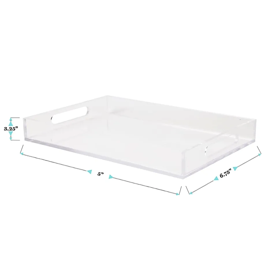 Martha Stewart Brody Acrylic Letter Tray Office Desktop Organizer With Handles, 1-1/2"H x 8-3/4"W x 12-3/4"D, Clear