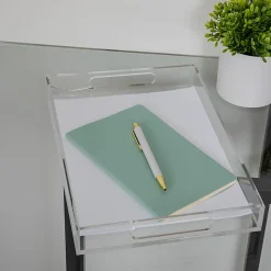 Martha Stewart Brody Acrylic Letter Tray Office Desktop Organizer With Handles, 1-1/2
