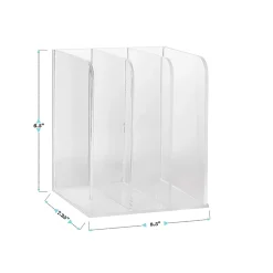 Martha Stewart Brody Acrylic 3-Section File Holder Office Desktop Organizer, 7-1/4