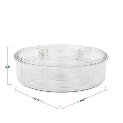 Martha Stewart Brody Divided Lazy Susan Organizer With 5 Removable Bins, 3-1/2"H x 11-3/4"W x 11-3/4"D, Clear