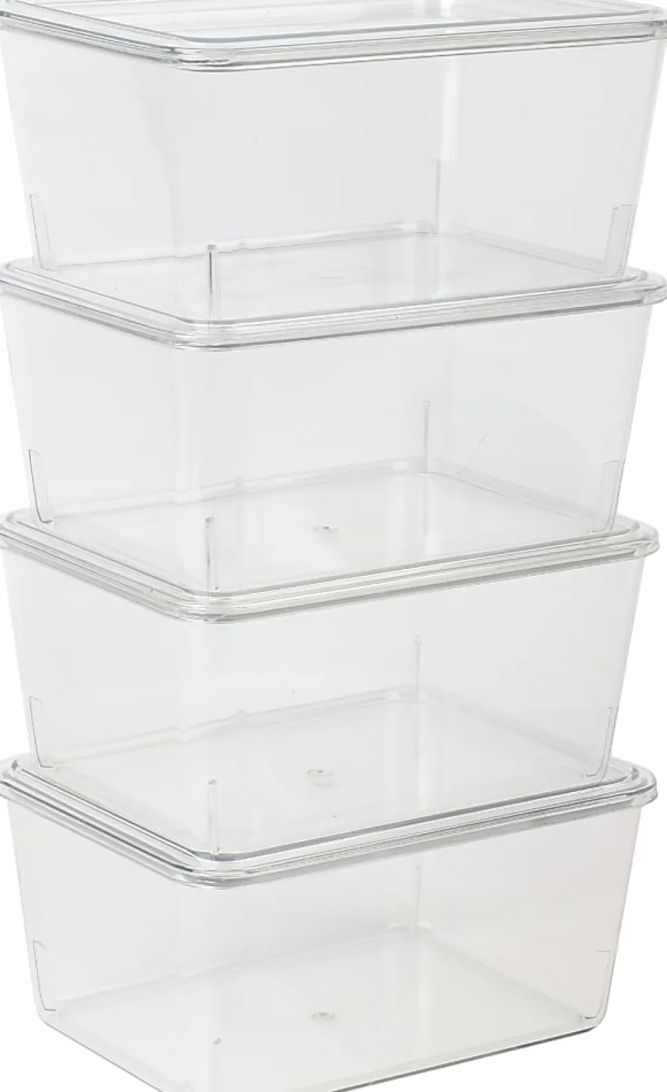 Martha Stewart Brody Stackable Plastic Storage Boxes With Lids, 3-1/4"H x 6-3/4"W x 5"D, Clear, Pack Of 4 Boxes