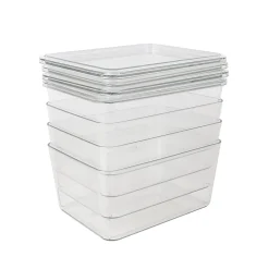 Martha Stewart Brody Stackable Plastic Storage Boxes With Lids, 3-1/4