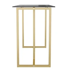 Martha Stewart Eli 47.25"W Home Office Glass Top Computer Desk With Metal Frame, Clear/Polished Brass