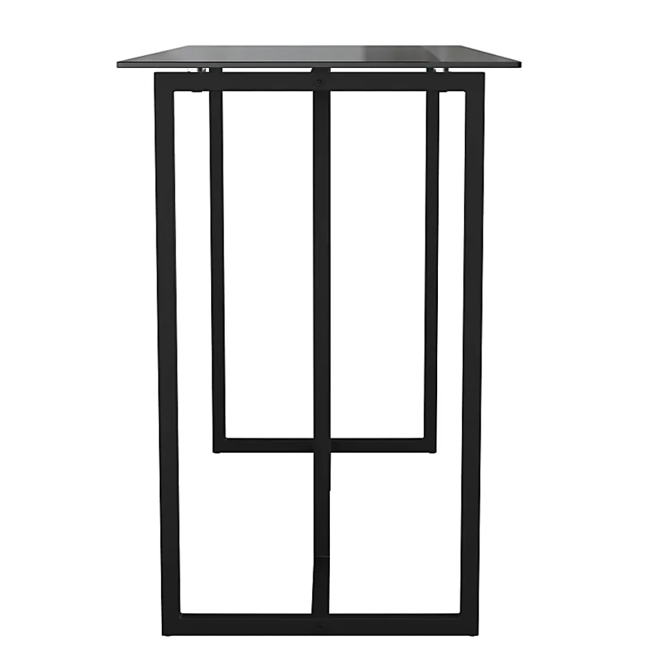 Martha Stewart Eli 47.25"W Home Office Glass Top Computer Desk With Metal Frame, Clear/Oil Rubbed Bronze