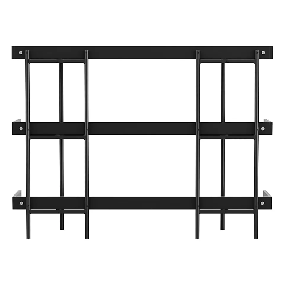 Martha Stewart Emmett 37"H 3-Shelf Storage Display Unit Bookcase With Metal Frame, Black Wood Grain/Oil Rubbed Bronze