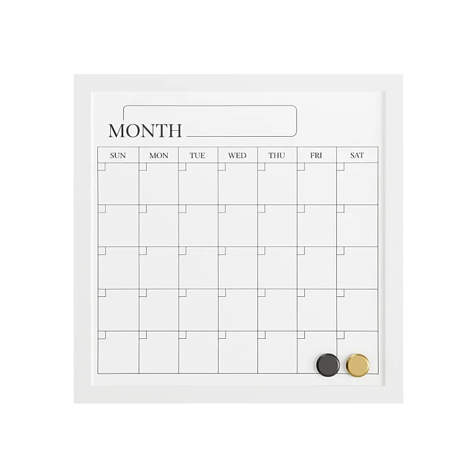 Martha Stewart Everette Magnetic Monthly Calendar Dry-Erase Board, 18" x 18", White Wood Grain
