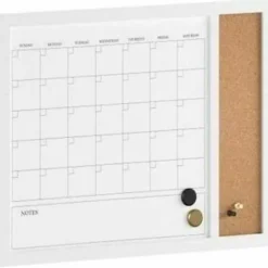 Martha Stewart Everette Magnetic Dry-Erase Monthly Calendar And Cork Board Combo, 18