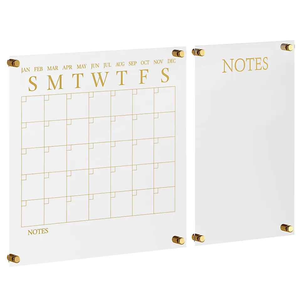 Martha Stewart Grayson Acrylic Monthly Wall Calendar And Notes Board, 18" x 18", Clear/Gold, Undated