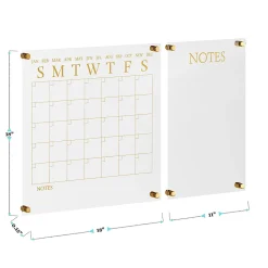 Martha Stewart Grayson Acrylic Monthly Wall Calendar And Notes Board, 18
