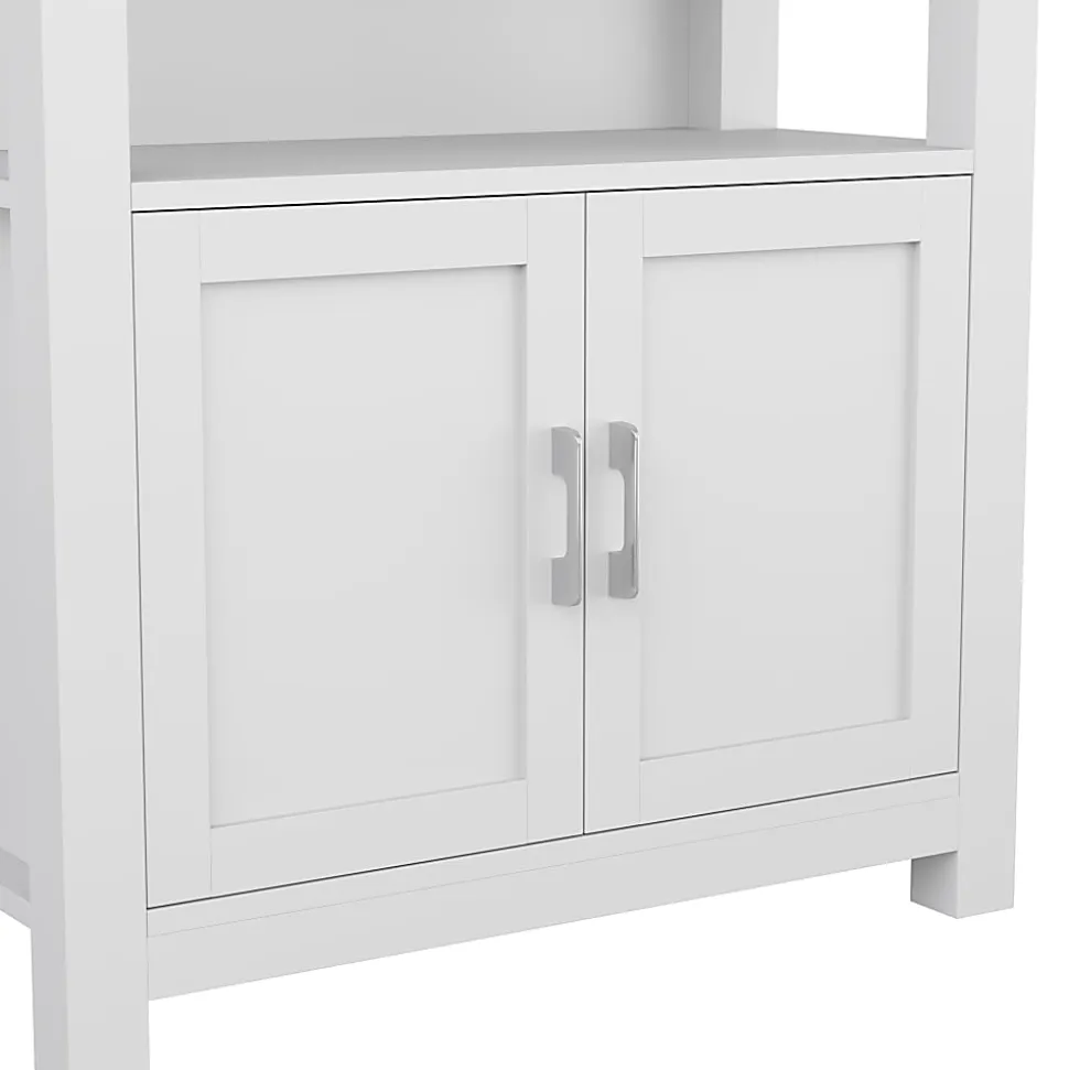 Martha Stewart Hutton 68"H 4-Shelf Shaker Bookcase With Storage Cabinet, Gray/Brushed Nickel