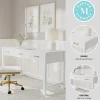 Martha Stewart Hutton Shaker Style Home Office 3 Drawer Desk, White Frame/Polished Brass Hardware