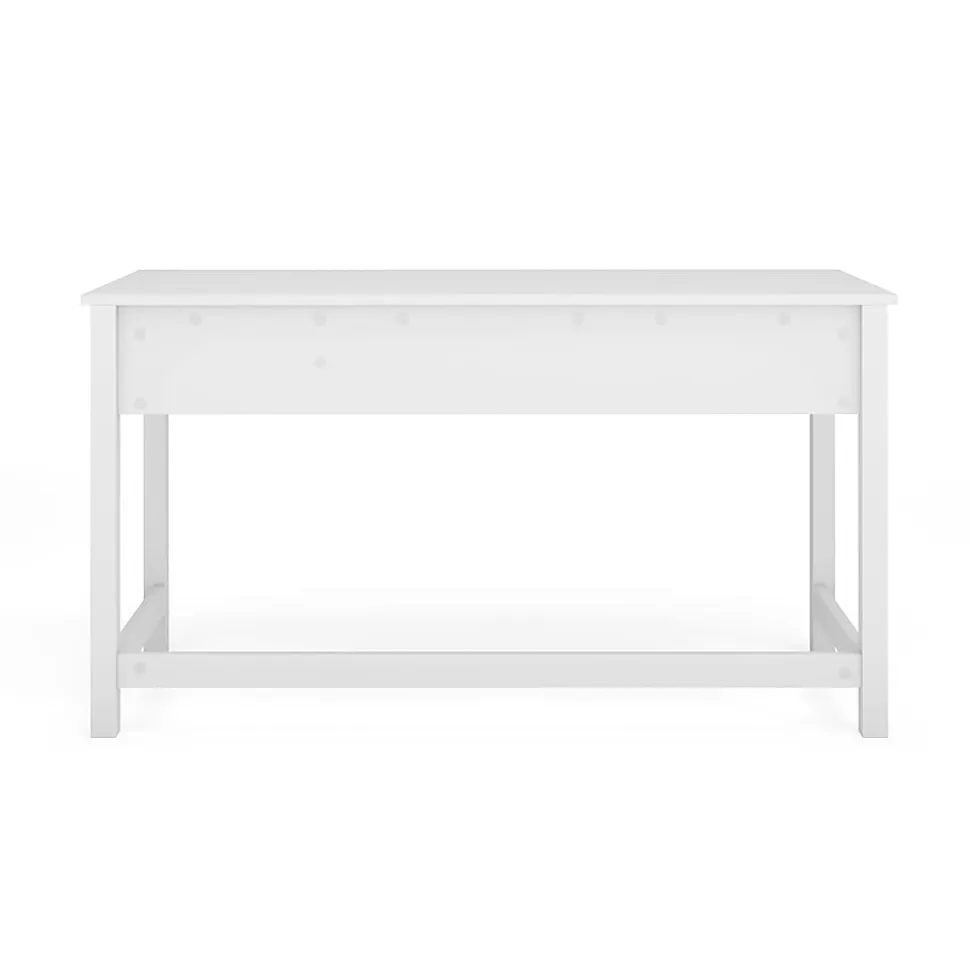 Martha Stewart Hutton Shaker Style Home Office 3 Drawer Desk, White Frame/Polished Brass Hardware