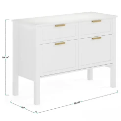 Martha Stewart Hutton Shaker Style Home Office 4 Drawer Lateral File Cabinet, White