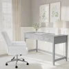 Martha Stewart Hutton Shaker Style Home Office 3 Drawer Desk, Gray Frame/Brushed Nickel Hardware