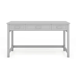 Martha Stewart Hutton Shaker Style Home Office 3 Drawer Desk, Gray Frame/Brushed Nickel Hardware