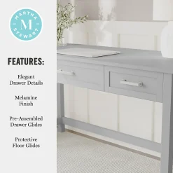 Martha Stewart Hutton Shaker Style Home Office 3 Drawer Desk, Gray Frame/Brushed Nickel Hardware