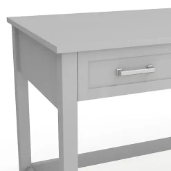 Martha Stewart Hutton Shaker Style Home Office 3 Drawer Desk, Gray Frame/Brushed Nickel Hardware